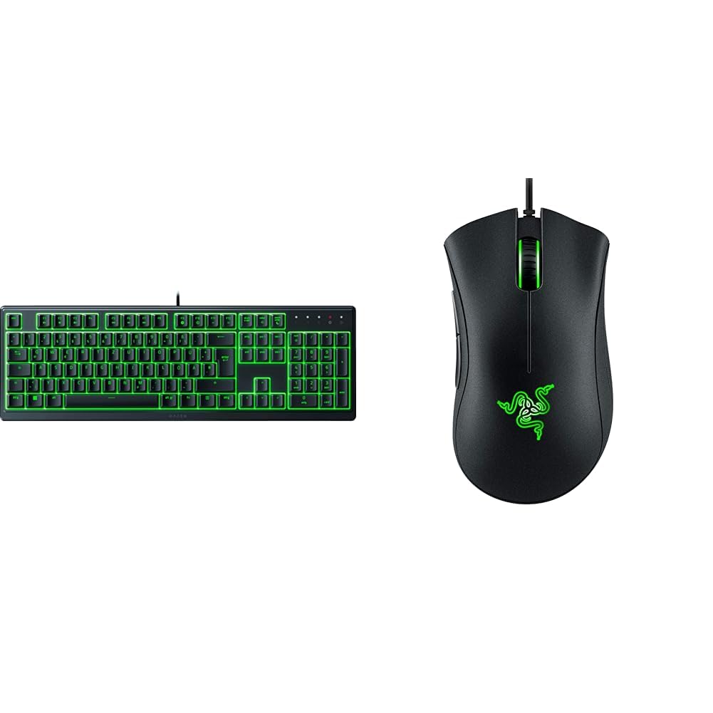 Razer Ornata V3 X - Flache Membran-Tastatur mit Razer Chroma RGB QWERTZ | DE-Layout, Schwarz & DeathAdder Essential (2021) - Essentielle Gaming-Maus mit optischem 6.400-DPI-Sensor Schwarz