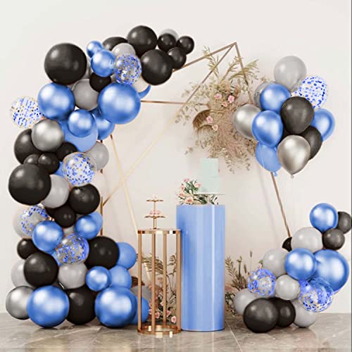 Image of ITAF Blue Silver & Black Metallic Shiny Balloons and Blue Confetti Balloons For Birthday /Anniversary /Engagement /Wedding /Farewell /Any Special Event Theme Party Decoration - Pack of 50