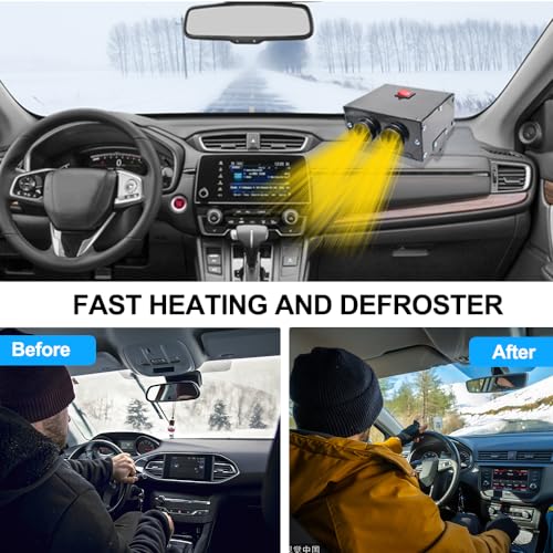 MACHSWON Car Heater Defroster, Portable Car Windshield Windscreen with 2 Outlet 12V 500W for Vehicle RV SUV Truck - Thumbnail 4