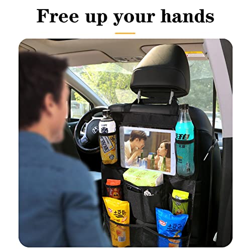 Image of 2 Pcs Car Back Seat Organizer,Back Seat Kick Protector with Touch Screen Tablet Holder,Car Organizer Backseat for Kids,Car Road Trip Essentials Front Seat