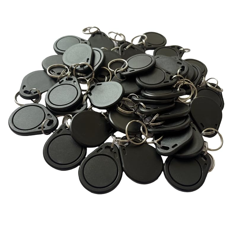 100 Stück klassischer 1K-Schlüsselanhänger, M1, 13,56 MHz, RFID-Tag ISO14443A, Zugangsschlüssel, lesbar und beschreibbar (schwarz)