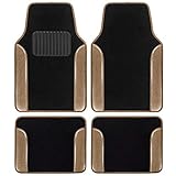 BDK Gold Glitter Carpet Car Floor Mats – Two-Tone Faux Leather Automotive Floor Mats, Included...