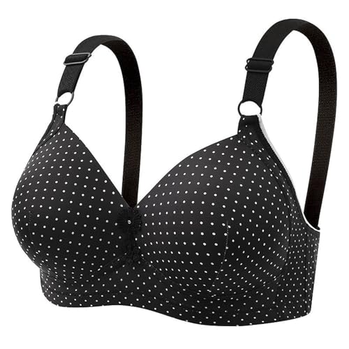 Polka Dot Bras for Women No Underwire Stretch Lift Comfort Bralette Adjustable Straps Push Up Breathable Everyday Bra Black