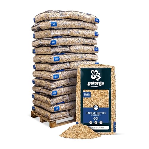 Holzhackschnitzel Hackschnitzel Mulch Natur Wald Kiefer Pinus Sylvestris Garten Dekor Holz Häcksel Fein 5-30mm 60l x 39 Sack 2.340l / 1 Palette