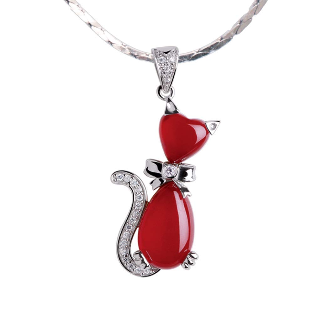 Chaîne de clavicule chat et agate rouge, le cadeau idéal pour elle - 5