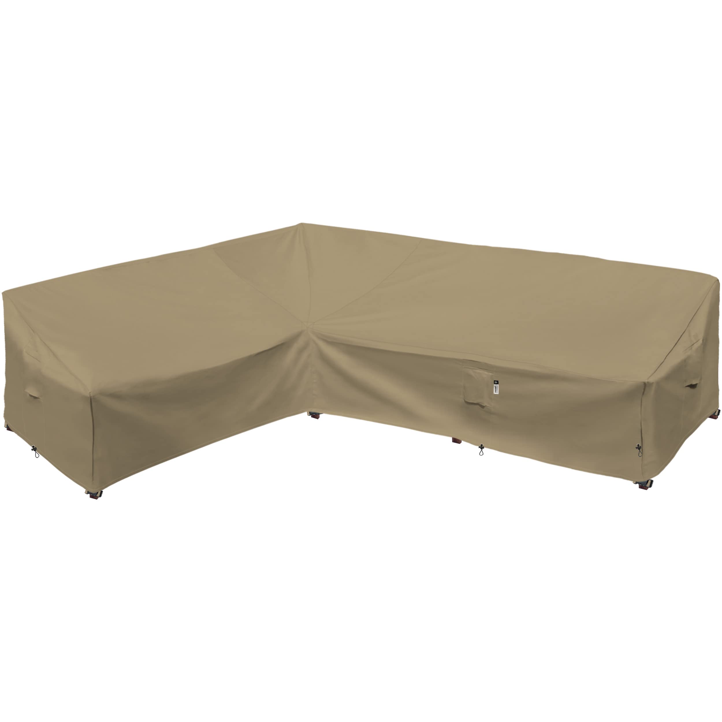 Heavy Duty Outdoor Sectional Sofa Cover, 83"X115" Waterproof 600D Patio Sectional Couch Cover, Lawn Patio Furniture Cover (Desert Khaki, L-Shaped-Left Facing-83 x115)