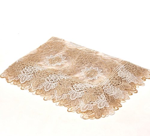 Adasmile A & S Lace Tablecloth Rectangle Embroidered Handmade Floral Table Covers For Party Wedding Champagne 60"X90" #TOP5