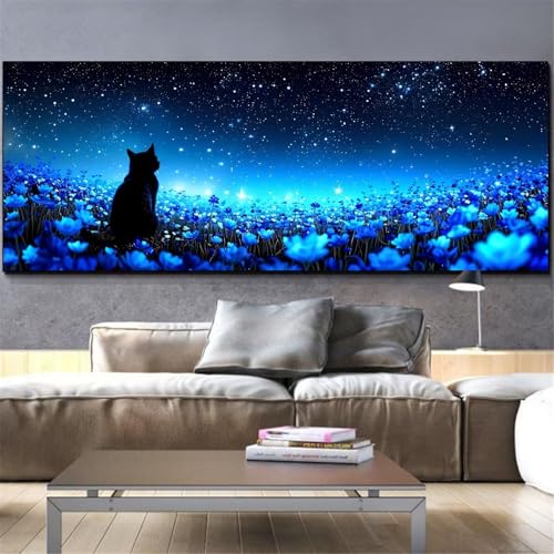 Kit Diamond Painting Fleur et Chat Mefooge 50x100cm