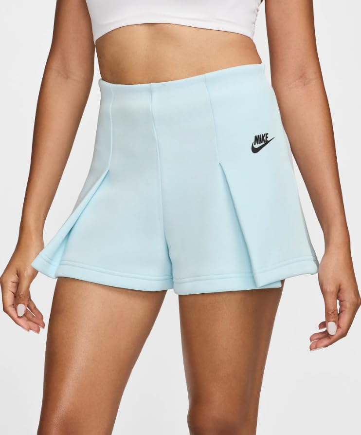 Nike Sportswear Tech Fleece Women's High-Waisted 3" Pleated Shorts, Glacier Blue/Black2