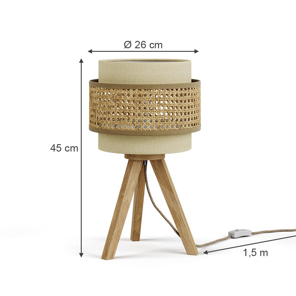 Vicco Tischlampe Morten, Creme, 26 x 45 cm | mit Standfuß, geeignet für E27 Leuchtmittel, einfache Deckenmontage