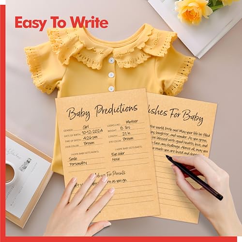 Image of 55PCS Baby Predictions and Advice Cards, Double Sided Baby Shower Decorations Cards Wishes to Baby for Parents