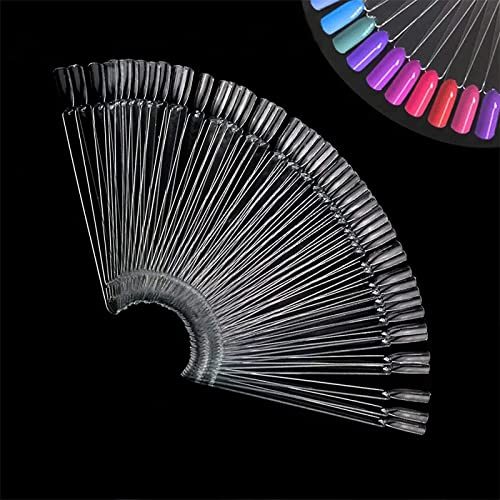 100 Pièces Nuancier Ongle, Presentoir Ongles, Palette Maquillage Vernis à Ongles, Bâtonnets pour faux ongles nail art Pratiquer des modèles, Transparentes Cover