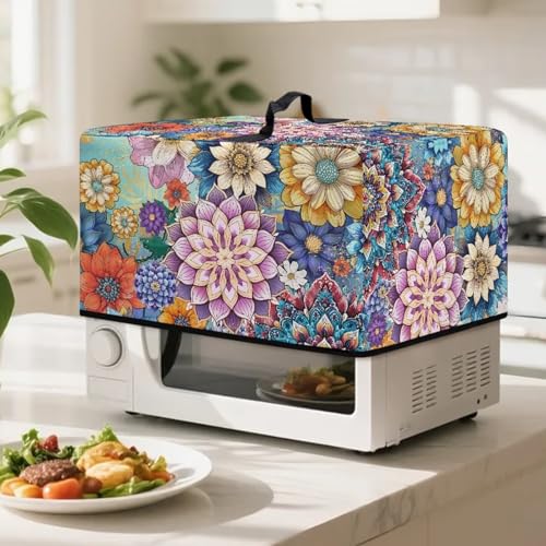Image of Air Fryer Toaster Oven Dust Cover, Protective Countertop Microwave Oven Cover for Home Indoor Decor, S, 18.25 x 14.5 x 11 Inches, Bohemian Flower