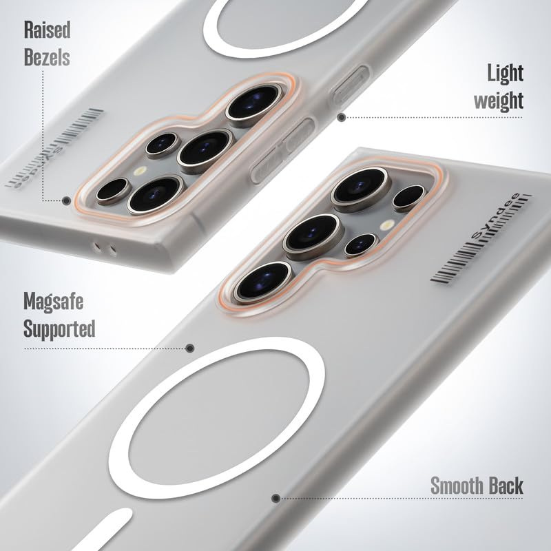 Image of Mr. Case Back Cover for Samsung S25 Ultra 5G Sleek Frosted Translucent Back with Wireless Charging Support | Anti-Scratch Shockproof Phone Case - White