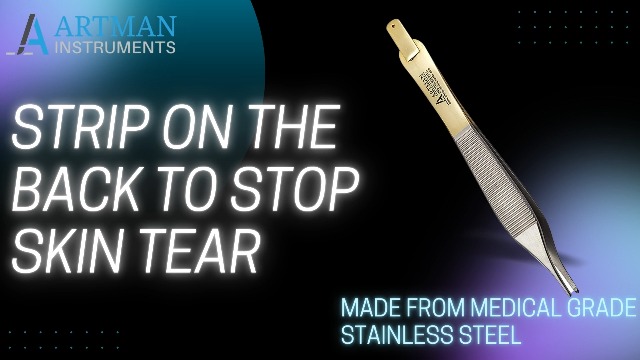Image of ARTMAN INSTRUMENTS Adson Forceps Kocher with Skin Stopper 4.75 inch Straight Fine Point 1X2 Teeth
