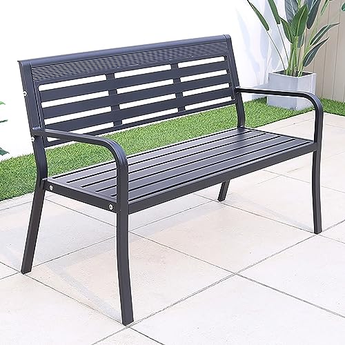Gartenbank, Aluminium Bank Garten mit Rückenlehne und Armlehne,...