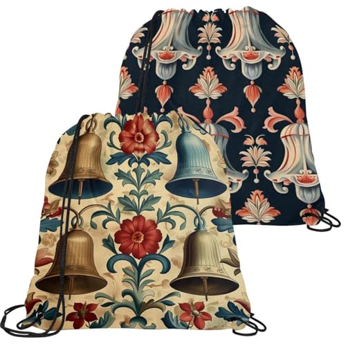 Sac à dos rétro avec cordon de serrage imperméable et pliable, lot de 2 sacs multicolores