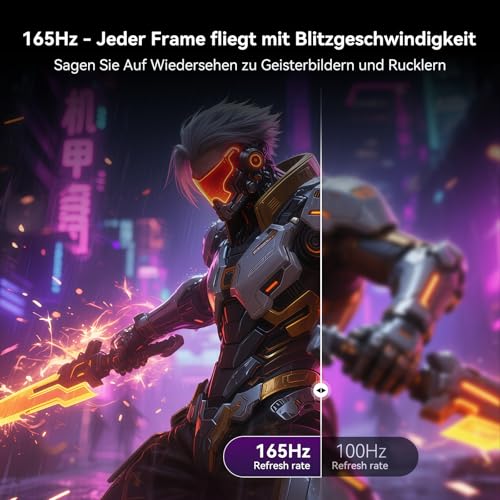 CronusPro 49 Zoll Ultrawide Curved Gaming Monitor, 165Hz, DQHD (5120 x 1440) Höhenverstellbar, 1ms MPRT, AMD FreeSync, 32:9, 4000:1, HDR400, 127% sRGB, 1500R, HDMI*2/DP*2, VESA, PC Bildschirm Schwarz 4