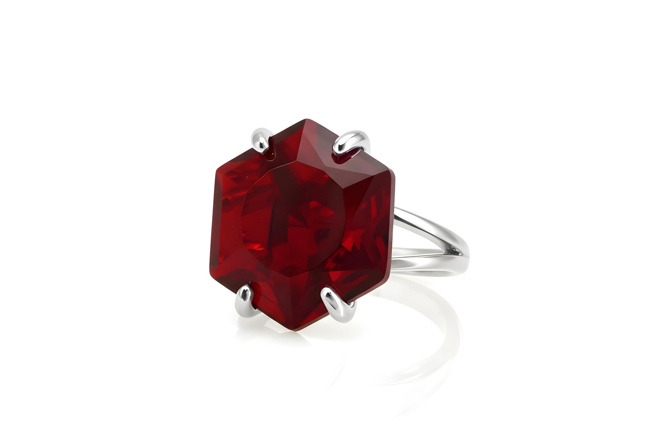 Vibrante Anillo de Granate en Oro - Anillo de Piedra Roja Personalizado - Anillo Geométrico de Moda, Anillo Vintage, Anillos de Piedra de Nacimiento, Anillo de Regalo para Mujeres - Personalizable