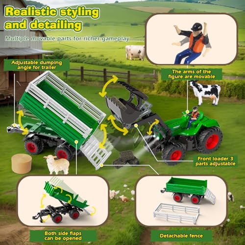PENGBU RC Ferngesteuerter Traktor mit Anhänger, 2.4 GHz Traktor Ferngesteuert Spielzeug… – Ansicht 5