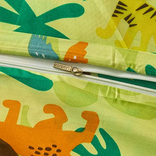 Lamejor Forest Animals Duvet Cover Set King Size Elephant Orangutan Birds Soft Kid's Green Bedding Set Comforter Cover (1 Duvet Cover+2 Pillowcases) #TOP5