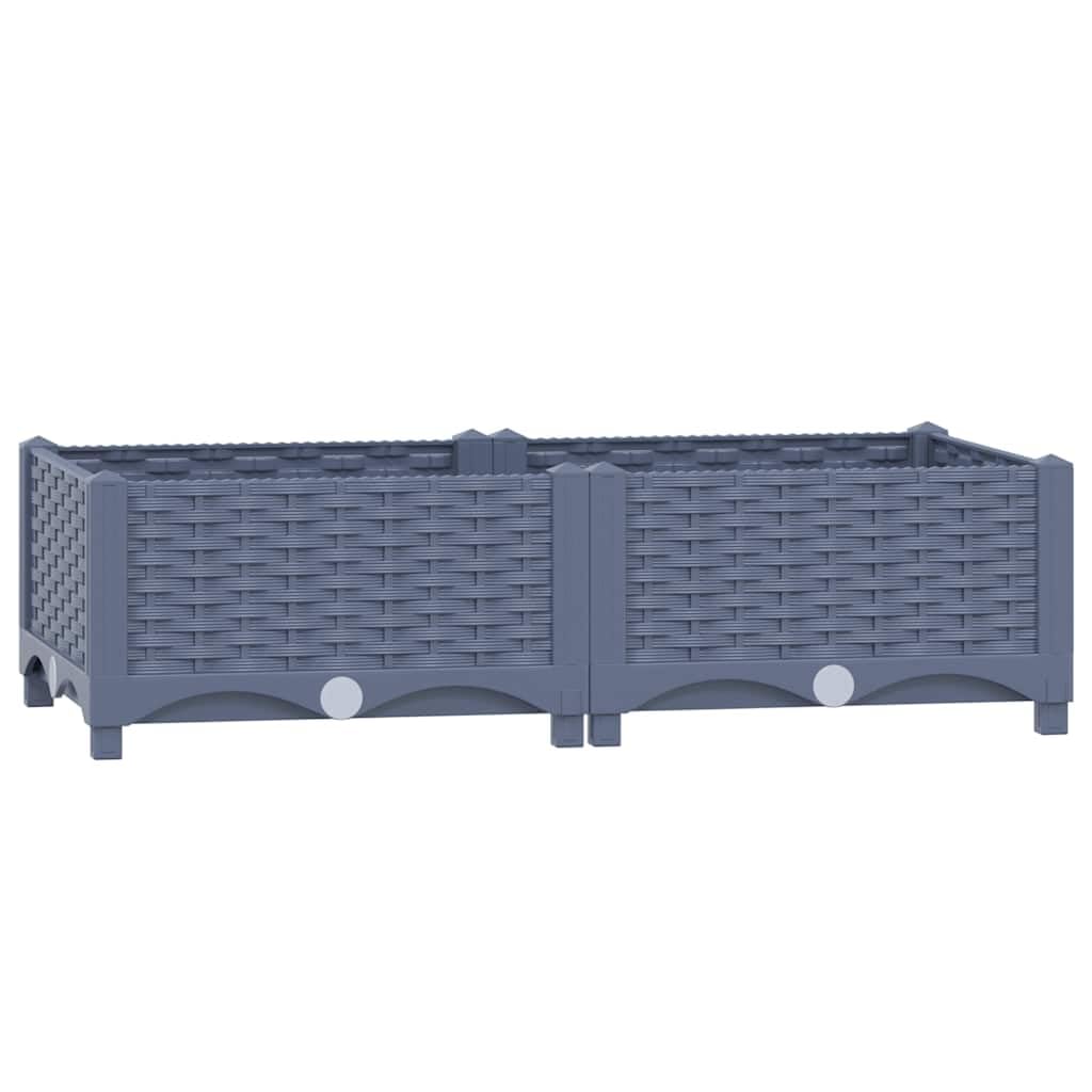 vidaXL Raised Bed in Grey – Polypropylene Planter for Garden, Balcony, Patio – Durable & Weather- Outdoor Planter - Easy-to-Assemble - Perfect for DIY enthusiasts - 80x40x23 cm — image 1