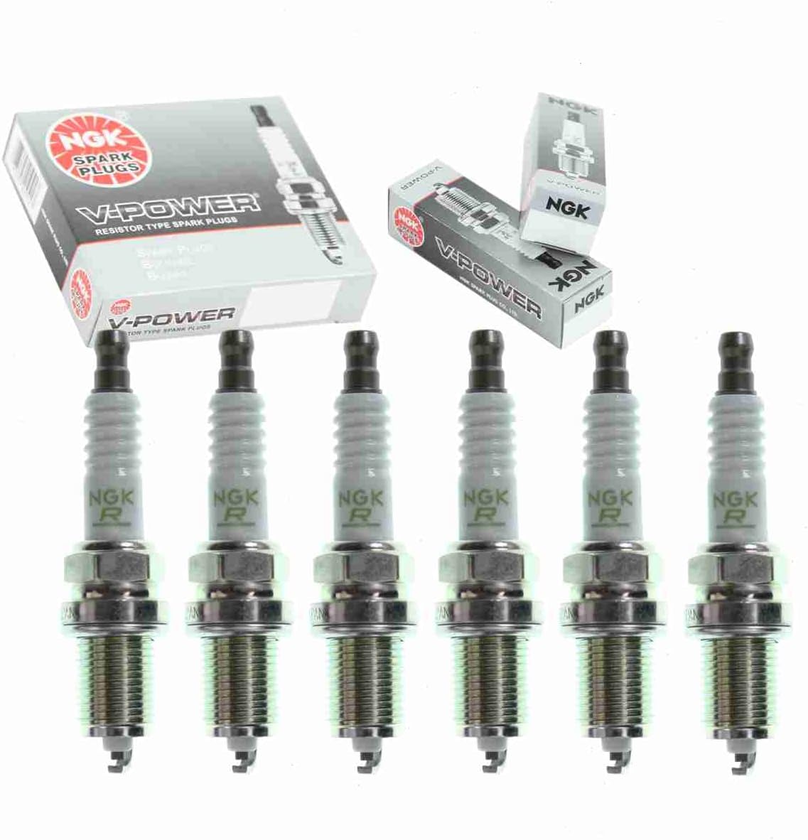6 pc NGK V-Power Spark Plugs compatible with Nissan D21 3.0L V6 1990-1994