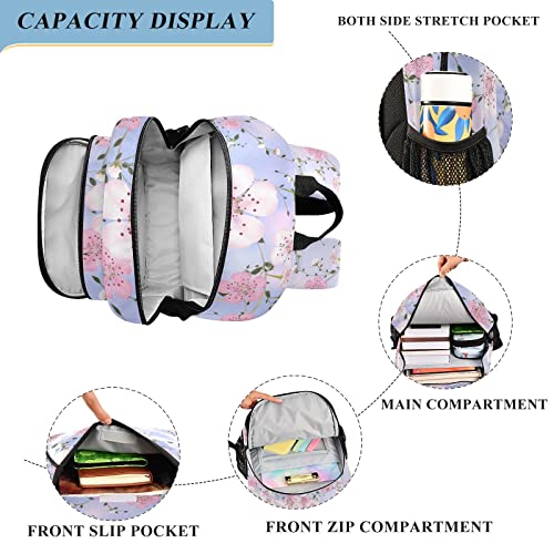 ALAZA Pink Cherry Blossom Sakura Flower Floral Laptop Backpack Purse for Women Men Travel Bag Casual Daypack with Compartment & Multiple Pockets4