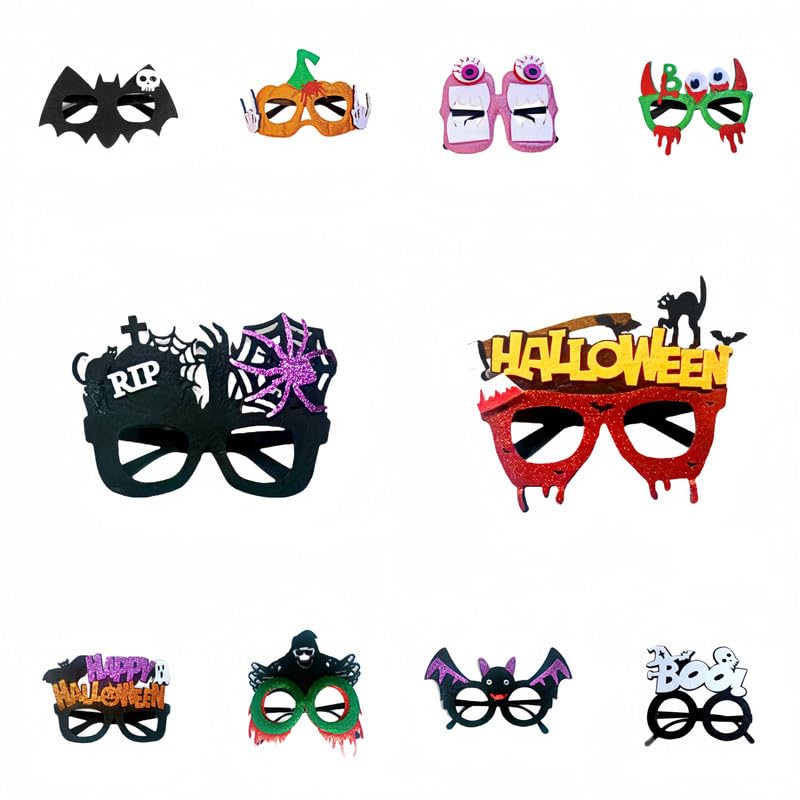 10Pcs Halloween Glasses Glitter Party Eyeglasses Halloween Favors Eyeglasses for Kids and Adults Halloween Party Decorations