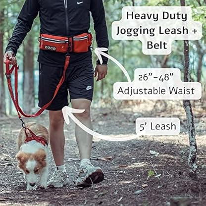 DOCO Heavy Duty Hands Free Dog Leash, Retractable Bungee for Running Walking Jogging, Training, Hiking │ Adjustable Waist Belt, Reflective Stitches, Dual Handle (Medium-Large Dogs, 20-100 lbs) - Image 3