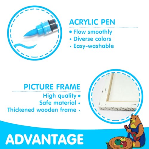 Image of SNEILJOY 3 Packs Paint by Numbers Kit for Kids Ages 4-12 | Framed Canvas, DIY Acrylic Painting Art Set, For Home Decor