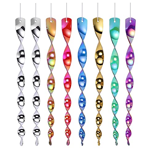 Yafe 8Pcs Reflective Bird Deterrent Rods, 7 color 30cm Hanging Bird Repellents Reflective Wind...