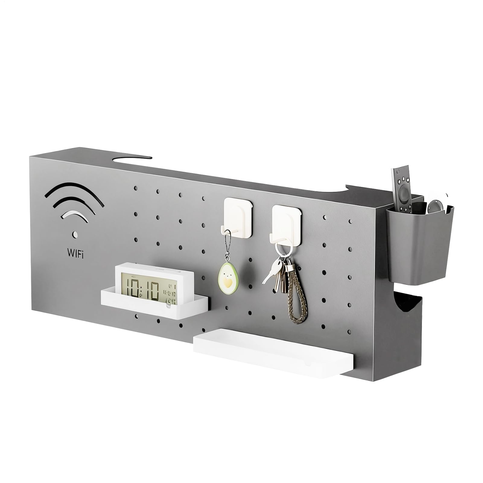 Copri Scatola Router Organizzatore Multifunzionale In Acciaio Al Carbonio | Scatola di Archiviazione per Router WiFi Per Casa Internet TV Scrivania Cesto Libri Copertura Presa Rete