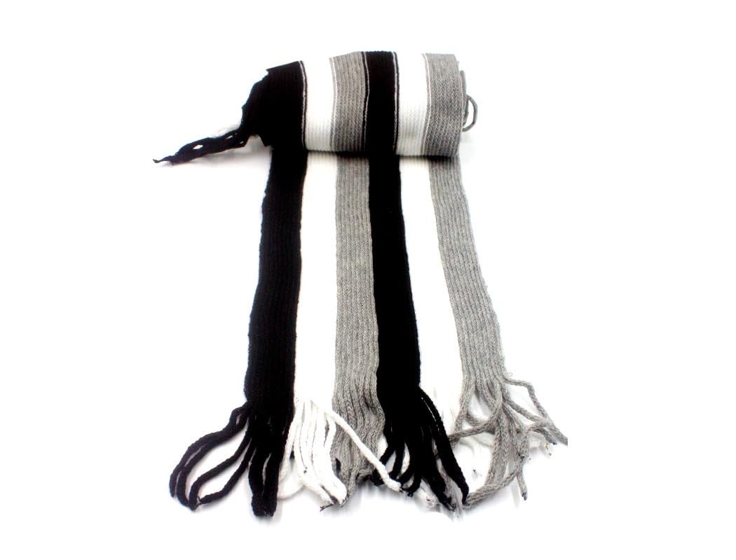 kalaneet Men & Women Casual Self Design Solid Acrylic Woolen Muffler/Scarf/Stole for Winter, Size free (Muffler White&Black 7)-picture-12