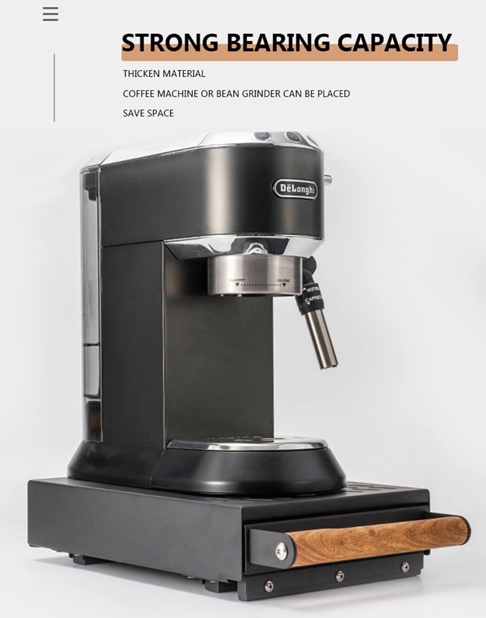 Odpinane pudełko na kawę z wyciąganą szufladą, pojemnik na kawę espresso z prętem, drewnianym uchwytem i antypoślizgową podstawą do domu, biura, restauracji i kawiarni