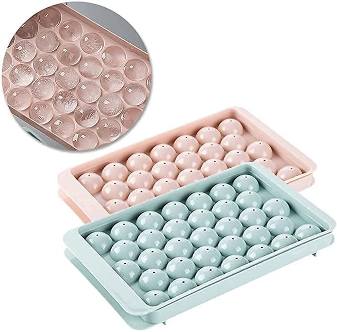 KMOTID Plastic 33 Grid ice Cube Tray with lid for Freezer 100% BPA-Free Reusable Flexible Sphere Ice Cube Mold Tray for Whiskey,Cocktails, Cold Coffee Keep Drinks [ Pack of 3 ] Multicolor
