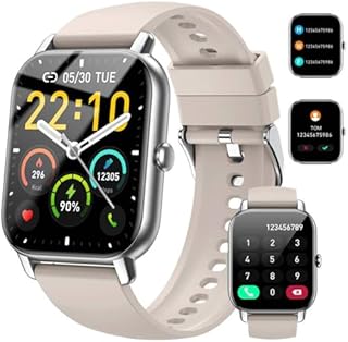 Smartwatch mit Telefonfunktion, 1,85" Touchscreen Smart Watch, 110+ Sportmodi Sportuhr, Fitnessuhr mit Herzfrequenz Schlafmonitor Schrittzähler, IP68 Wasserdicht Uhr, Message Reminder, für Android iOS