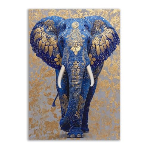 Cuadros modernos de baño con elefante azul para decorar tu hogar