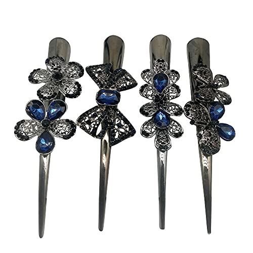SOTOLAN Set of 4 Metal Alligator Sectioning Clips for Women and girl- Pretty Strong Clamp Hairpins Non-Slip Hair Grips