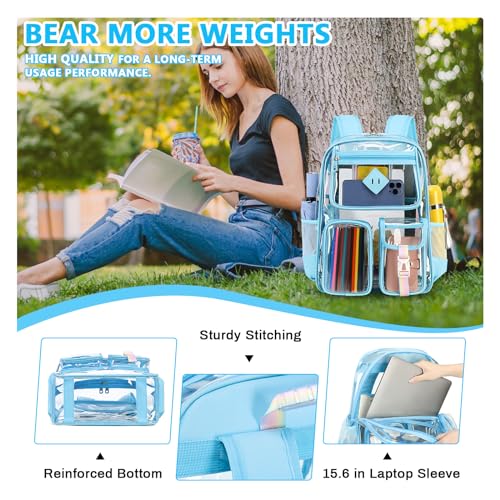 Image of PIG PIG GIRL Clear Backpack for School,Heavy Duty PVC Transparent Bookbag for Girls Stadium Approved See Through Backpack