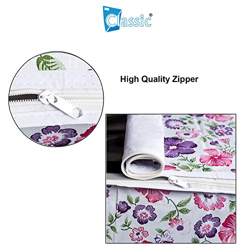 Image of Classic Top Load Washing Machine Cover Suitable for Bosch Back Panel 6.5 Kg, 7 Kg, 7.5 Kg, 8 Kg, 8.5 Kg (57cmsX56cmsX95cms, White & Pink Flower, Medium)