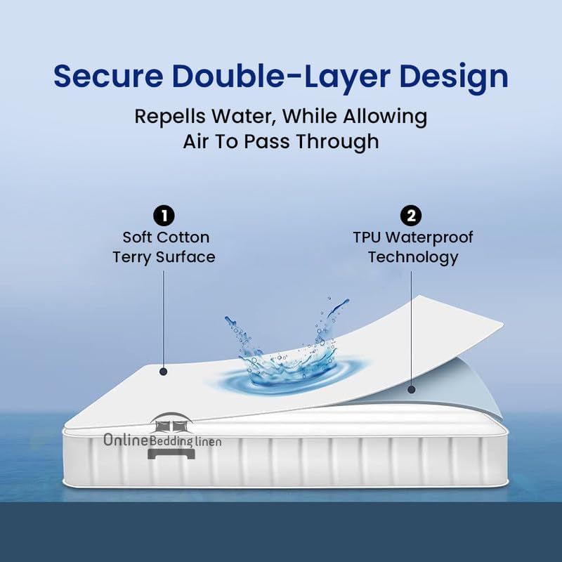 Miniatura 6 de Alaskan King - Funda impermeable de algodón de rizo  Funda de colchón transpirable estilo sábana bajera  Superficie de rizo de algodón Alaskan King,