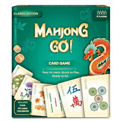Image of Mahjong Go! Card Game, Classic Mahjong Reimagined, Perfect for Game Night | Fast-Paced Strategy and Skill Game with Wind Rounds, Travel-Friendly, Gift for Mahjong Lovers, Adults and Teens