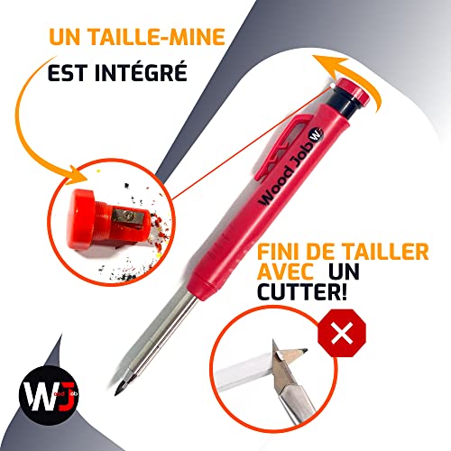Crayon de Chantier Professionnel Extensible et Solide INCLUS Boite de rangement avec 7 Mines 3 couleurs+taille mine-différent matériaux : Menuiserie Bois Béton Metal Traçage Dessin Outillage Bricolage – Image 6