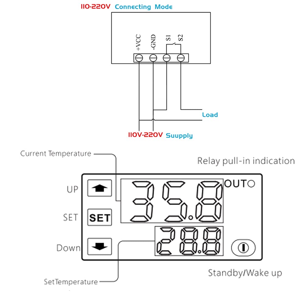 W3230 Digital LED Temperature Controller Module Digital Thermostat Switch with Waterproof Probe Programmable Heating Cooling Electronic Thermostat Range from -50? to 120? (110V 10A ) (2 Pieces)