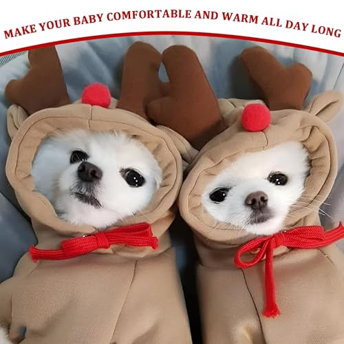 FYJCXCMP Hunde Weihnachtskostüm, Haustier-Elch-Kostüm, Niedliche Weihnachtskleidung, Hoodie für Hunde, Elch-Design (XL)