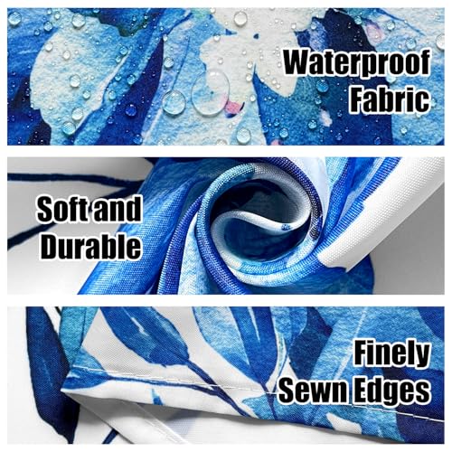 Image of Eucalyptus Shower Curtain, Abstract Aesthetic Art Watercolor Plant Leaves with Floral Bathroom Decor, Waterproof Fabric Cloth Bath Curtain Set with Hooks (Dark Blue, 72x72 Inches)