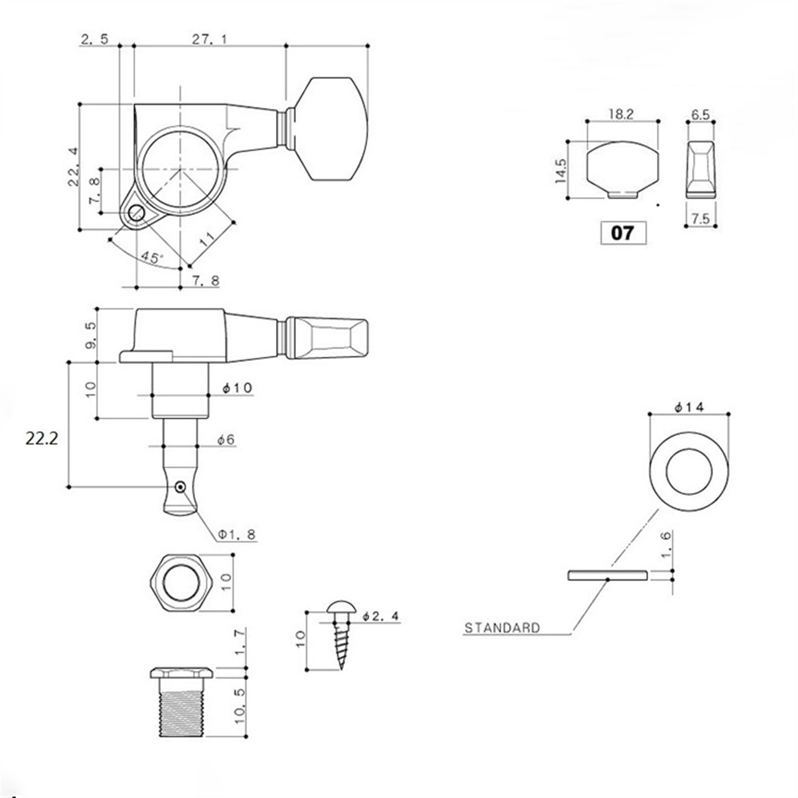 Stimmgerät-Set für E-Gitarre, Akustikgitarre, beidseitiges Knopf-Kopfplatten-Tuner-Zubehör Gitarrenstimmer Gerät (Color : 2)
