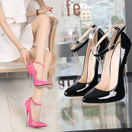Unisex Men's Women's Ankle Strap Pointed Toe High Heels Sexy Patent 16cm Stiletto Heel Pumps Nightclub Catwalk Stripper Club Pole Dance Lady Dress Party Shoes4