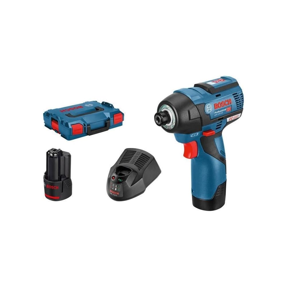 Bosch Professional 12V System GDR 12V-110 cordless impact driver (incl. 2x GBA 12V 3.0Ah batteries, GAL 12V-40l quick charger, L-BOXX inlay accessory, L-BOXX inlay, L-BOXX)